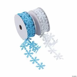Best Pirce ⭐ 1" - Snowflake Die-Cut Ribbon Rolls - 2 Pc. 🌟