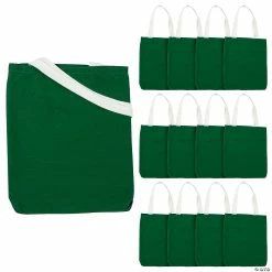 Discount 🧨 10" x 12" Medium Green Canvas Tote Bags - 12 Pc. 👏