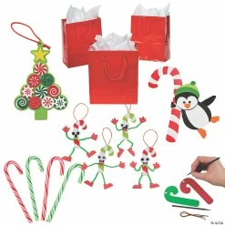 Hot Sale ❤️ Christmas 🍬 Candy Cane Crafts with Gift Bag Kit for 12 - 72 Pc. 👏