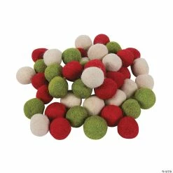 New 😍 Christmas Wool Felt Pom-Poms - 120 Pc. 🎉