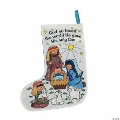 Budget 🎉 Color Your Own Nativity 🎄 Christmas Stockings - 12 Pc. 🎁