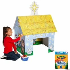 Promo 🛒 Color Your Own Nativity Stable Playhouse with Markers - 9 Pc. 😀