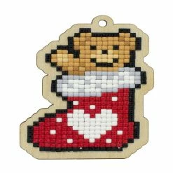 Outlet 😀 Crafting Spark (Wizardi) - ❄ Christmas Bear WWP440 Diamond Painting on Plywood Kit 🔔