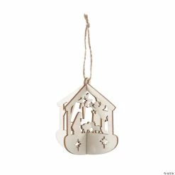 Best Sale 👍 DIY 3D Nativity Unfinished Wooden 🎁 Christmas Ornaments - 12 Pc. 🌟