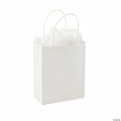 Discount 😀 DIY Medium White Gift Bags - 12 Pc. ⌛