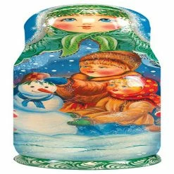 New 💯 G. Debrekht Snowman Hand-Painted Wooden Bottle Gift Box 🎄 Christmas Decor 😉
