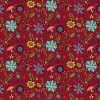 Deals 🎉 Gnome For the Holiday Flowers on Red- Cotton Fabric -by Henry Glass,44" Wide and Sold by the Yard 😍