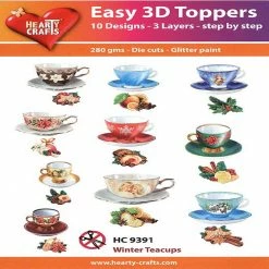 Promo ⌛ Hearty Crafts Easy 3D Toppers Winter Teacups ❤️