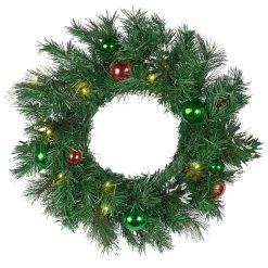 Flash Sale ❤️ Holiday Wonderland Artificial Lighted Pine 🎅 Christmas Decorated Wreath, Battery-Operated, 24" 🎉