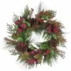 Promo ✨ Kurt Adler Artificial Berries and Pinecones Ribbon Rattan Wreath 🎅 Christmas Decoration, BrownGreen, 24 Inches 🤩