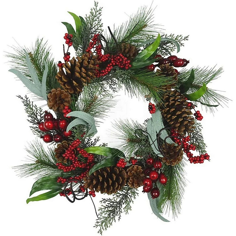 Wholesale π Kurt Adler Artificial Wreath with Red Berries, Leaves and Pinecones π Christmas Decoration, Green, 20 Inches π₯° 1 Wholesale π Kurt Adler Artificial Wreath with Red Berries, Leaves and Pinecones π Christmas Decoration, Green, 20 Inches π₯°