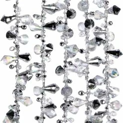 New ✔️ Kurt Adler Iridescent Silver Large Twinkle Ice Double Twist Bead Garland 🛒