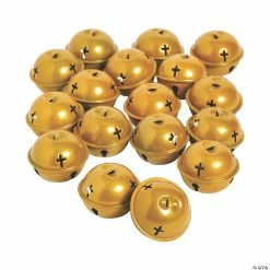 Buy π Large Gold Jingle Bells with Cross - 24 Pc. π