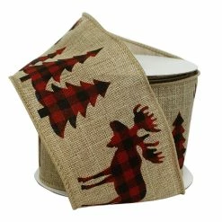 Hot Sale 😍 LARIBBONS 2 1/2" WIRED REINDEER TREE RIBBON - NATURAL/BLACK ⭐