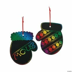 Deals 🔥 Magic Color Scratch Mitten 🎅 Christmas Ornaments - 24 Pc. 🎁