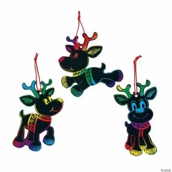Buy 👍 Magic Color Scratch Reindeer 🎄 Christmas Ornaments - 24 Pc. 😍