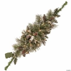 Buy 🔥 National Tree Company 36 in. Glittery Bristle Pine Mailbox Swag with Battery Operated Warm White LED Lights ⭐