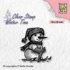 New 💯 Nellie's Choice Clear Stamp Winter Time Skiing Snowman ✔️