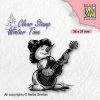 New ❤️ Nellie's Choice Clear Stamp Winter Time Snowman With Guitar ❤️