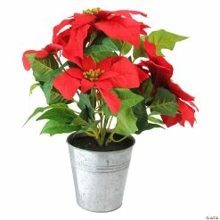Outlet 😍 Northlight 15.5" Red and Green Artificial Poinsettia Flower Arrangement in Pot 🛒