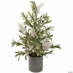 Best Sale ⌛ Northlight 24" Green and White Berry 🎄 Christmas Potted Artificial Plant with Glitter Frost 😍