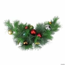 Budget 🎉 Northlight 24" Pre-Decorated Multi-Color Ornament Long Needle Pine Artificial 🎄 Christmas Swag - Unlit 🤩