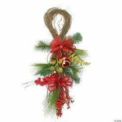 Best Pirce ⌛ Northlight 26" Long Needle Pine and Berry Artificial 🎁 Christmas Teardrop Swag Unlit 🔥
