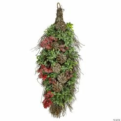 New 👍 Northlight 28" Glittered Pine Cone and Berry Artificial Teardrop ❄ Christmas Swag - Unlit 🛒