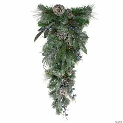 Cheap 🌟 Northlight 28" Mixed Pine and Blueberries Artificial ❄ Christmas Teardrop Swag - Unlit 🔥
