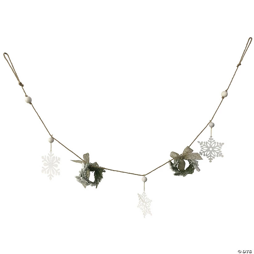 New π Northlight 4.75" Snowflake and Frosted Pine β Christmas Garland with Wooden Beads - Unlit π 1 New π Northlight 4.75" Snowflake and Frosted Pine β Christmas Garland with Wooden Beads - Unlit π
