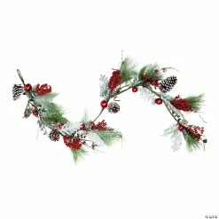Flash Sale 😀 Northlight 5.5' x 7" Frosted and Flocked Berries 🎅 Christmas Garland - Unlit 🎉