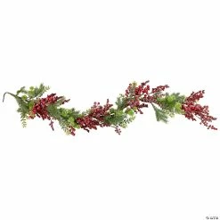 Best Sale 🎁 Northlight 5' x 8" Frosted Red Berry and Pine Artificial 🎄 Christmas Garland Unlit ⌛
