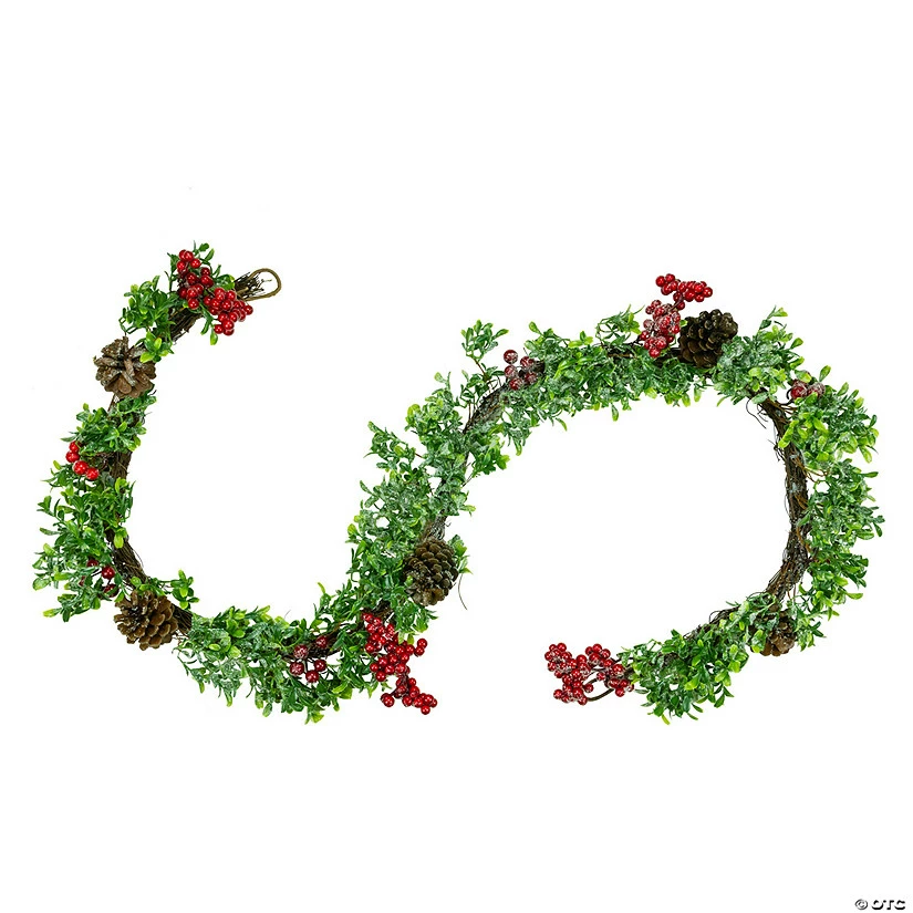 Discount ๐คฉ Northlight 6' Glittered Artificial Boxwood Pine Cone and Red Berry ๐ Christmas Garland- Unlit โ 1 Discount ๐คฉ Northlight 6' Glittered Artificial Boxwood Pine Cone and Red Berry ๐ Christmas Garland- Unlit โ