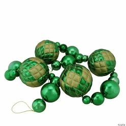 Coupon 🛒 Northlight 6' Shiny Green Shatterproof 🔔 Christmas Ball Garland with Gold Glitter Accents 🔥