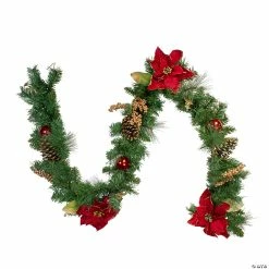 Brand new 😍 Northlight 6' x 10" Pine and Poinsettias Artificial 🎅 Christmas Garland - Unlit 🔔