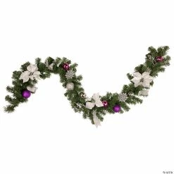 Deals 🎁 Northlight 6' x 9" Foliage Poinsettia and Ornament Artificial 🎄 Christmas Garland Unlit 🛒