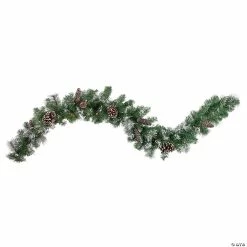 Brand new 🥰 Northlight 6' x 9" Pre-Lit Decorated Frosted Pine and Pine Cone Artificial 🔔 Christmas Garland 🌟