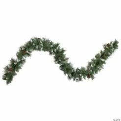 Deals 🔔 Northlight 9' x 10" Pre-lit Snow Valley Pine Artificial ❄ Christmas Garland Clear Lights 🎁
