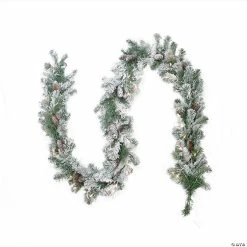 Best Pirce 🧨 Northlight 9' x 8" Pre-lit Flocked Victoria Pine Artificial 🎄 Christmas Garland - Clear Lights 🔔