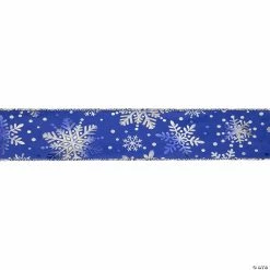 Wholesale ❤️ Northlight Blue and Silver Snowflake 🎄 Christmas Wired Craft Ribbon 2.5" x 16 Yards 🛒