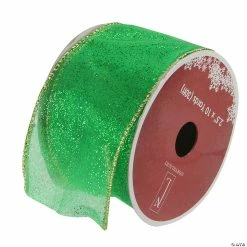 New 😀 Northlight Club Pack of 12 Green and Gold Shimmering Wired 🎅 Christmas Craft Ribbon 2.5" x 120 Yards ⌛