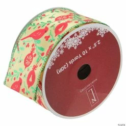 Best Pirce ❤️ Northlight Club Pack of 12 Green and Ivory Cardinals Wired 🎄 Christmas Craft Ribbon Spools 2.5" x 120 Yards 🛒