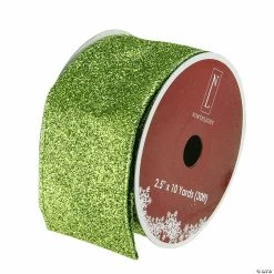 Deals 👏 Northlight Club Pack of 12 Lime Green Solid Shimmering Wired 🎅 Christmas Craft Ribbons - 2.5" x 120 Yards 🛒
