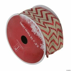 Best deal 🎉 Northlight Club Pack of 12 Red and Brown Chevron Wired 🎄 Christmas Craft Ribbon 2.5" x 120 Yards 🌟