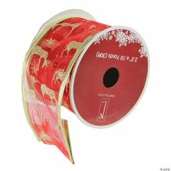 Coupon 🎉 Northlight Club Pack of 12 Red and Gold Reindeer Wired 🎄 Christmas Craft Ribbon 2.5" x 120 Yards 😉
