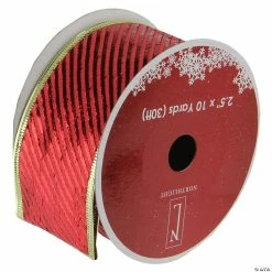 Wholesale 🔔 Northlight Club Pack of 12 Shiny Red and Gold Striped 🎅 Christmas Craft Ribbon Spools 2.5" x 120 Yards 🔔
