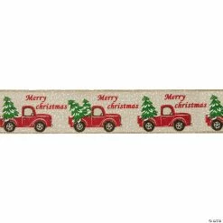 Hot Sale ⌛ Northlight Green and Red Vintage Trucks with 🎄 Christmas Trees Wired Craft Ribbon 2.5" x 16 Yards ❤️