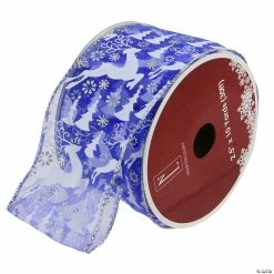 Hot Sale 👍 Northlight Pack of 12 Blue Winter Wonderland Flying Reindeer Wired 🔔 Christmas Craft Ribbon 2.5" x 120 Yards ✔️