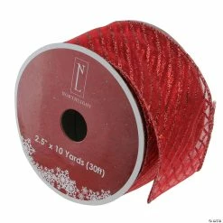 Best deal 💯 Northlight Pack of 12 Glittered Red Wired ❄ Christmas Craft Ribbons - 2.5" x 120 Yards 🔔