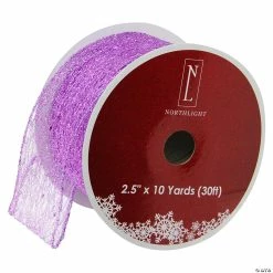 Coupon 🌟 Northlight Pack of 12 Purple Glittering 🎄 Christmas Wired Craft Ribbons 2.5" x 120 Yards 😀